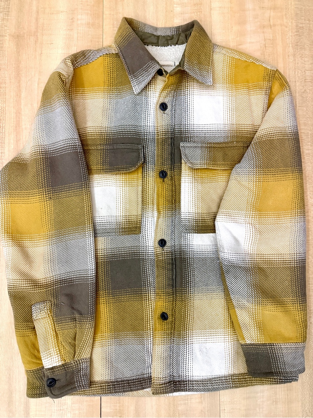 H&M Yellow & Gray Plaid Lightweight Shacket